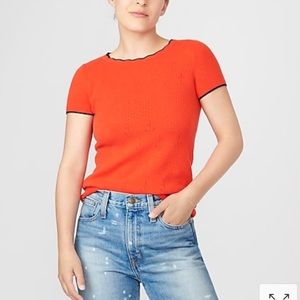 Jcrew Short sleeve cashmere with pointelle stitch